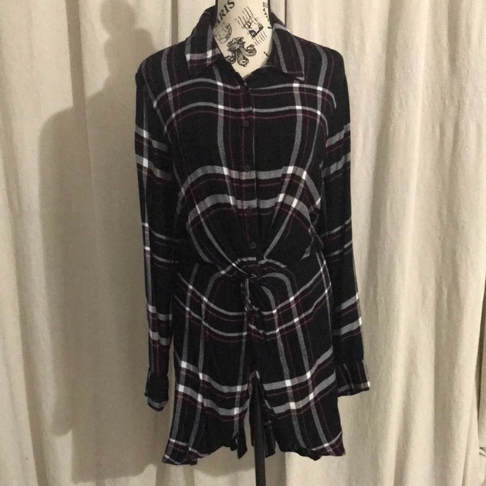 Soft flannel tunic top